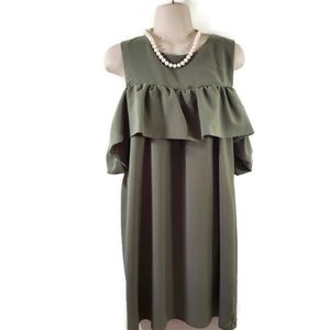 Miami Olive Green Ruffle Dress Size Medium